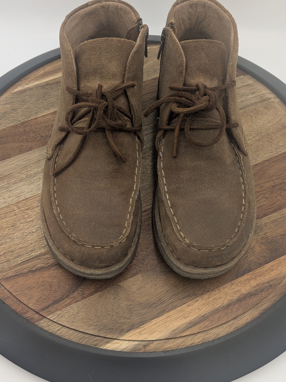 Born Analia Brown Suede Chukka Boots Lace Up Side Zip Ankle Booties Size 10 - Picture 4 of 15